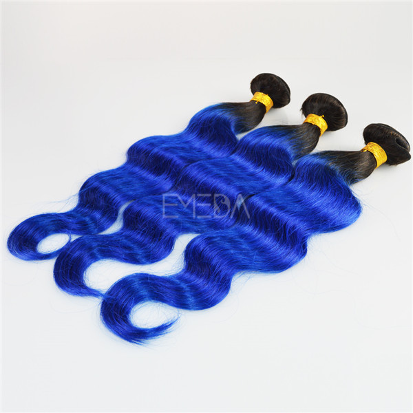 2“ natural color 14” blue two tone human hair weft LJ176